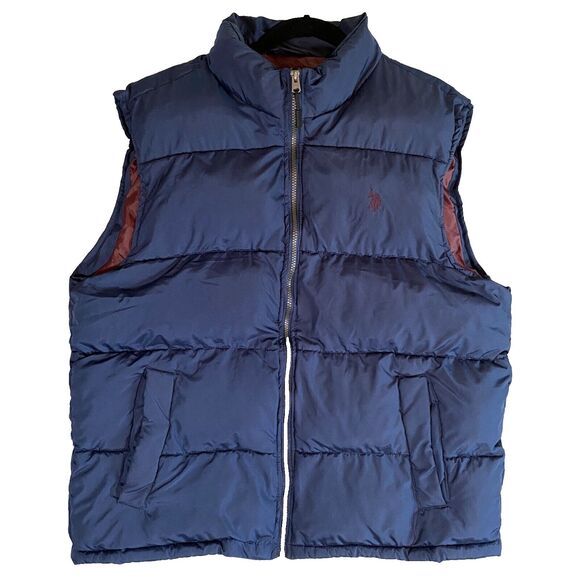 U.S. Polo Assn. Ralph Lauren Performance Puffer Vest Size XL Navy Gorpcore Zip - Picture 1 of 10